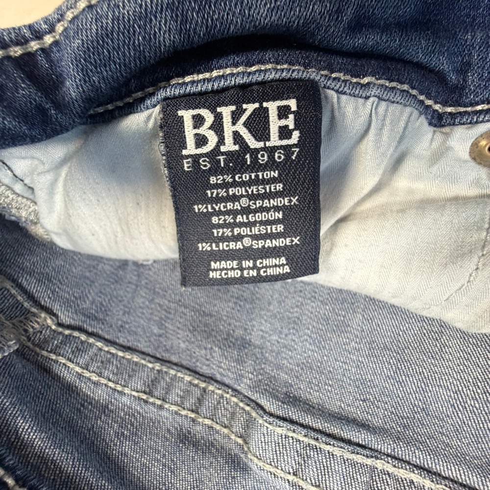 BKE Seth Mens Straight Leg Jeans 44x32 Medium Wash Blue Stretch Denim Whiskered - Picture 3 of 12